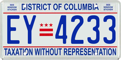 DC license plate EY4233