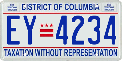 DC license plate EY4234