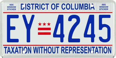 DC license plate EY4245