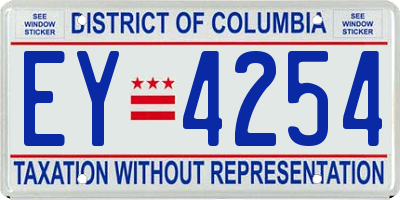 DC license plate EY4254