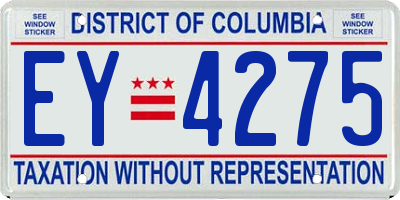 DC license plate EY4275