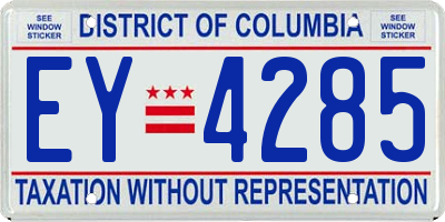 DC license plate EY4285