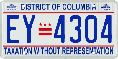 DC license plate EY4304