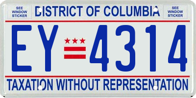 DC license plate EY4314
