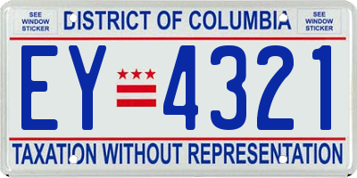 DC license plate EY4321