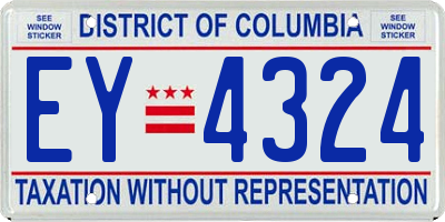 DC license plate EY4324