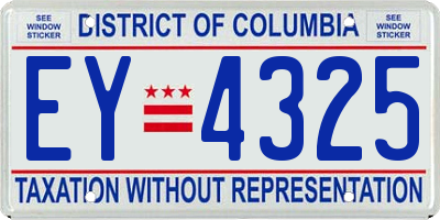 DC license plate EY4325