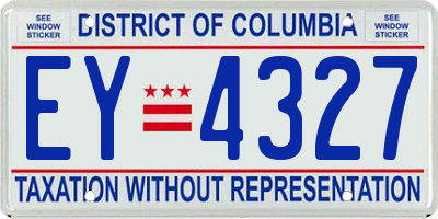 DC license plate EY4327