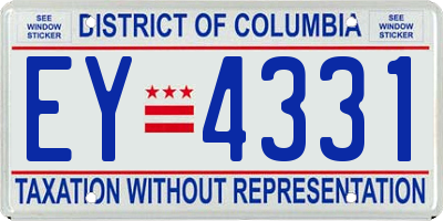 DC license plate EY4331