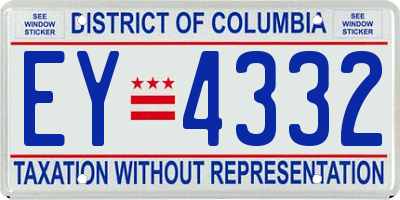 DC license plate EY4332