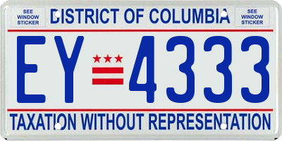 DC license plate EY4333