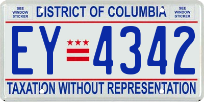 DC license plate EY4342