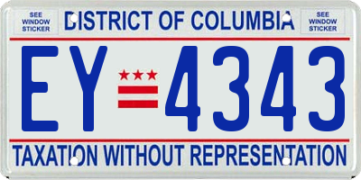 DC license plate EY4343