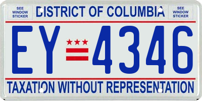 DC license plate EY4346