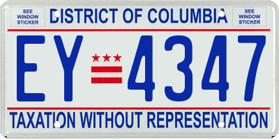 DC license plate EY4347
