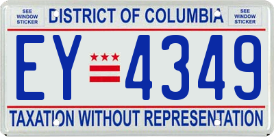 DC license plate EY4349