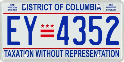 DC license plate EY4352