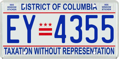 DC license plate EY4355