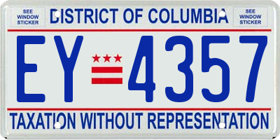DC license plate EY4357