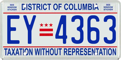DC license plate EY4363