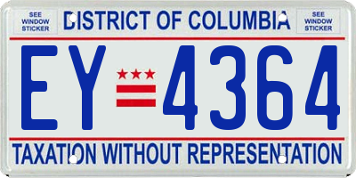 DC license plate EY4364