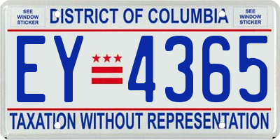 DC license plate EY4365