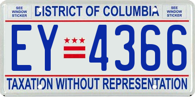DC license plate EY4366