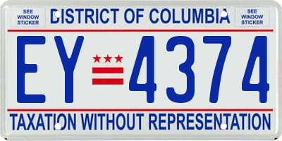 DC license plate EY4374