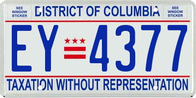 DC license plate EY4377