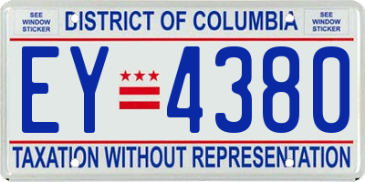 DC license plate EY4380