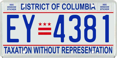 DC license plate EY4381