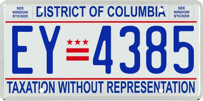 DC license plate EY4385