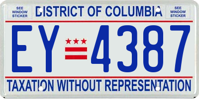 DC license plate EY4387