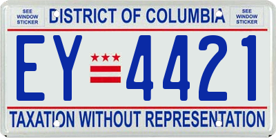 DC license plate EY4421