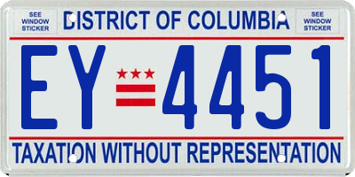 DC license plate EY4451