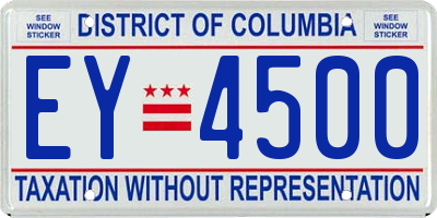 DC license plate EY4500