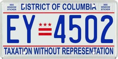 DC license plate EY4502