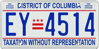 DC license plate EY4514