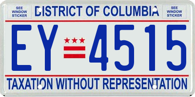 DC license plate EY4515