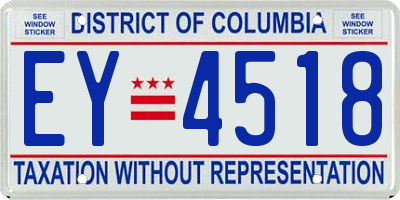 DC license plate EY4518