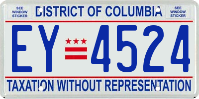 DC license plate EY4524