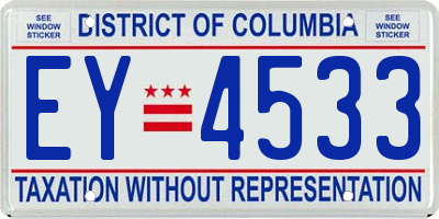DC license plate EY4533