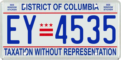 DC license plate EY4535