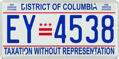 DC license plate EY4538