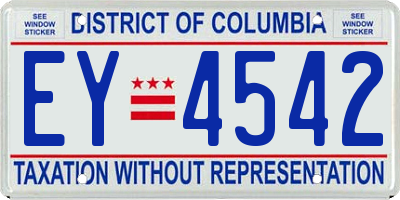 DC license plate EY4542