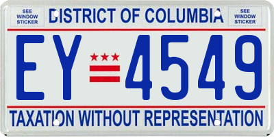 DC license plate EY4549