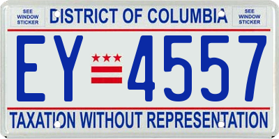DC license plate EY4557