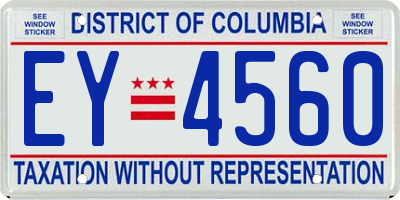 DC license plate EY4560