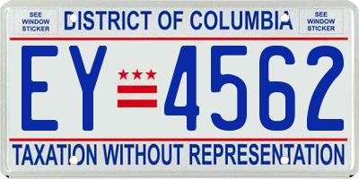 DC license plate EY4562