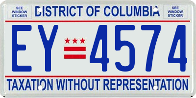 DC license plate EY4574